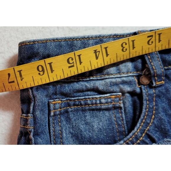 Salvage Denim Juniors Classic Blue Jeans Shorts 9 Modern Fit Distressed Low Rise - Picture 2 of 7